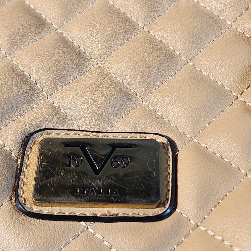 19V69 Italia‎ Versace Shoulder Bag Purse Beige Quilted Tassle Tote Satchel - Picture 5 of 13